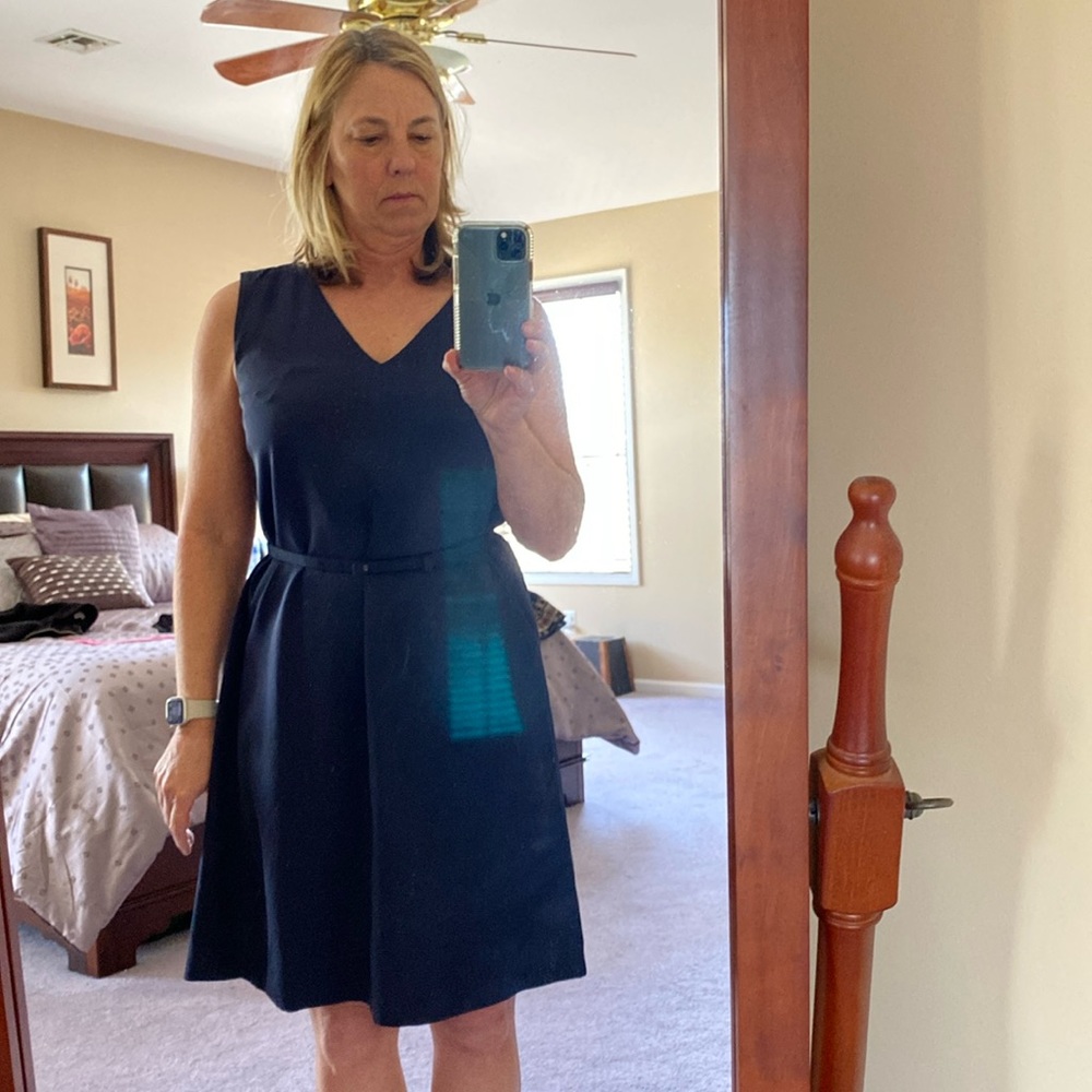 NWT navy Ann Taylor vneck dress